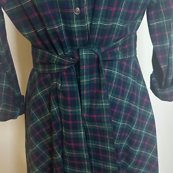 Kiel James Patrick Tartan Flannel Plaid Long Sleeve Dress with Bow and Pockets - Picture 6 of 6